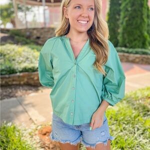 Karlie Seafoam Green Blouse